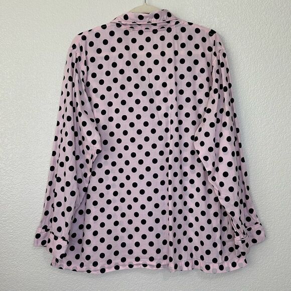 Victoria’s Secret Pink Black Polka Dot Button Down Pajama Top - Picture 5 of 12